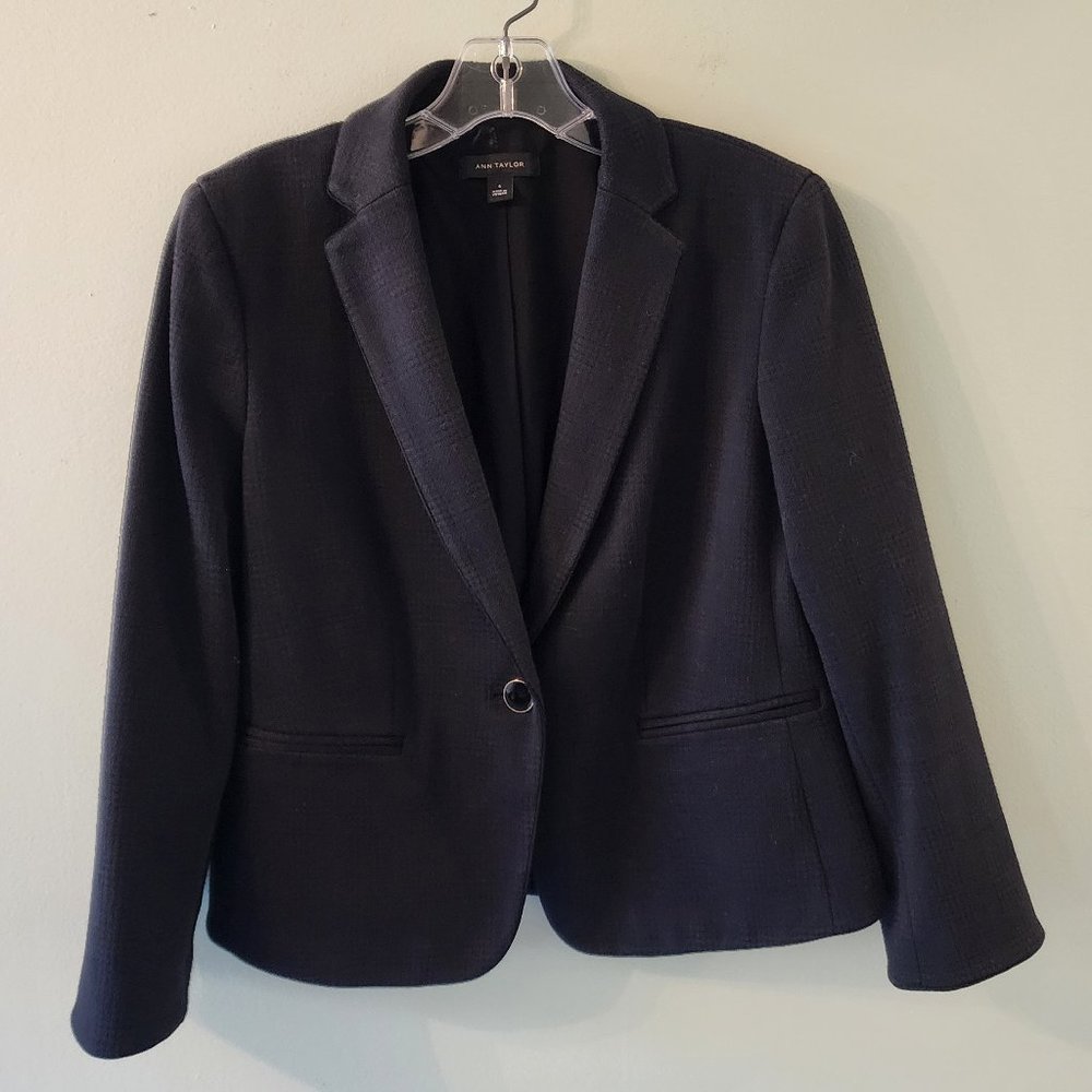 Ann Taylor Black Plaid Jacket, Size 6, EUC
